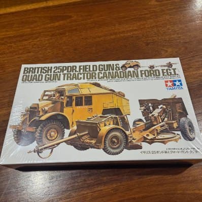 Tamiya British 25PDR Field Gun and Quad Gun Tractor Canadian Ford FGT - 1:35 Scale Model Kit